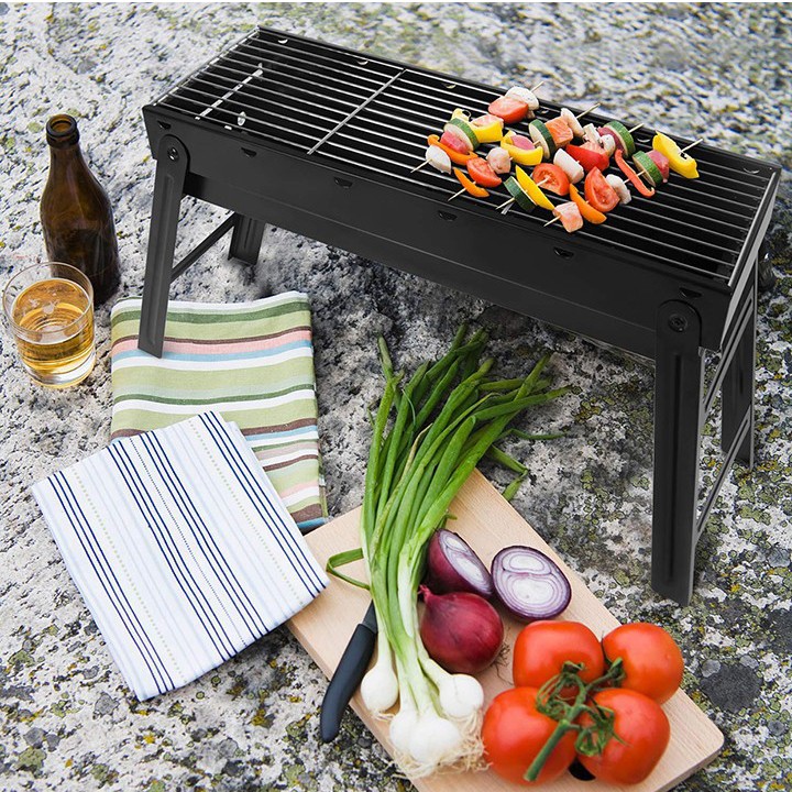 Bếp nướng than hoa ngoài trời loại dài có chân cao cấp, bếp nướng than hoa bbq ngoài trời có chân và tay cầm tiện lợi