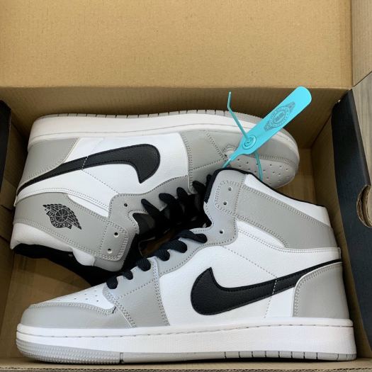 Giày thể thao JD1 Retro High Light Smoke Grey cao cổ xám logo đen Giầy jordan xám cổ cao