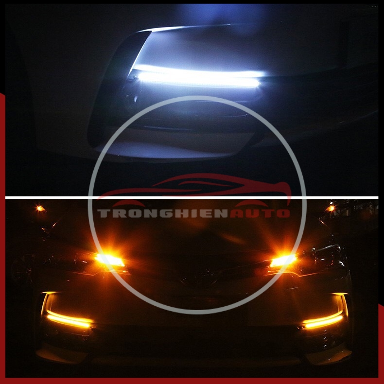 Đèn led định vị ban ngày drl cao cấp kiêm xi nhan đuổi hiệu ứng quét khi khởi động xe, nhiều kích thước