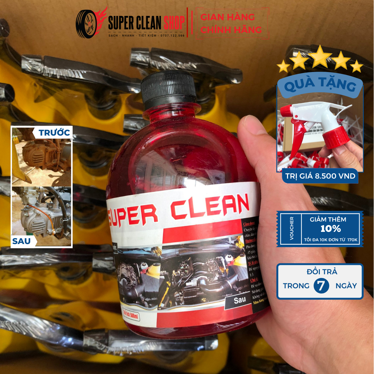 Dung dịch tẩy rửa lốc máy super clean | siêu sạch