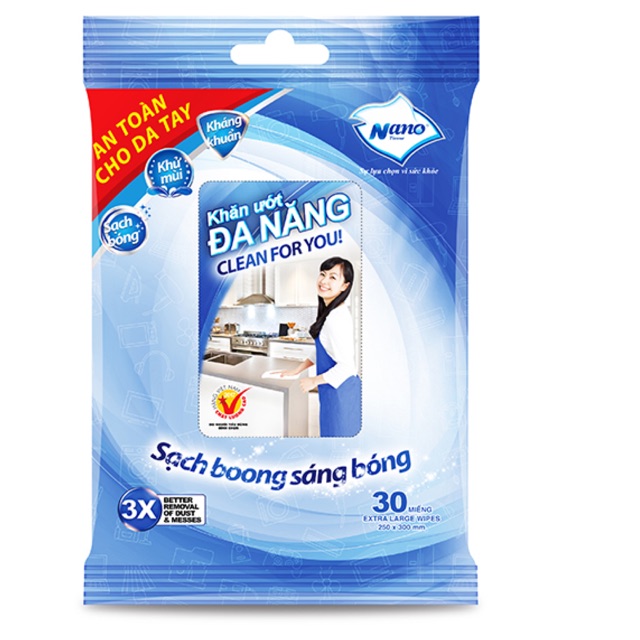 Hcm - khăn giấy ướt đa năng nano gói 30 tờ