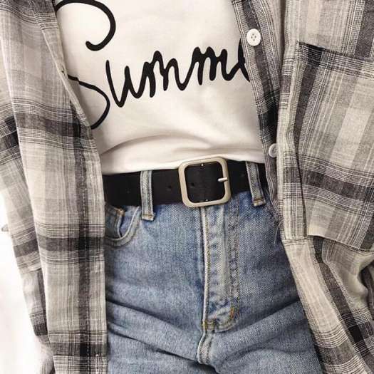 ❁☫◙  Dây lưng nam nữ unisex Simsimshop mặt vuông dây nịt thắt lưng nữ nam bản to da đẹp học sinh viên đục sẵn lỗ nhỏ