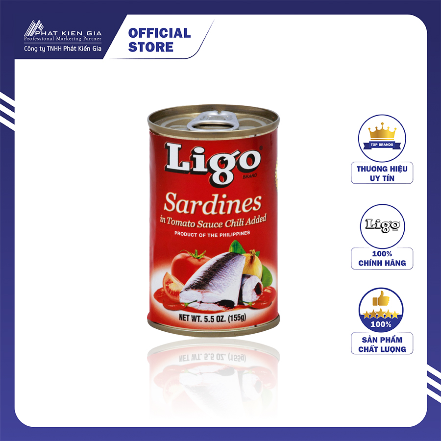 Cá mòi sốt cà vị ớt cay ligo 155g