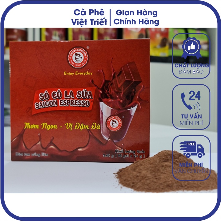 Sô cô la sữa saigon espresso hòa tan uống liền - hộp giấy 240 gram - 10 gói