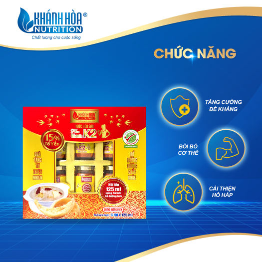 Nước Yến Sào 15% Chưng Đường Phèn Bổ Sung Vitamin K2 Khánh Hòa Nutrition (Hộp 6 lọ x 125ml ) - Thực Phẩm Dinh Dưỡng