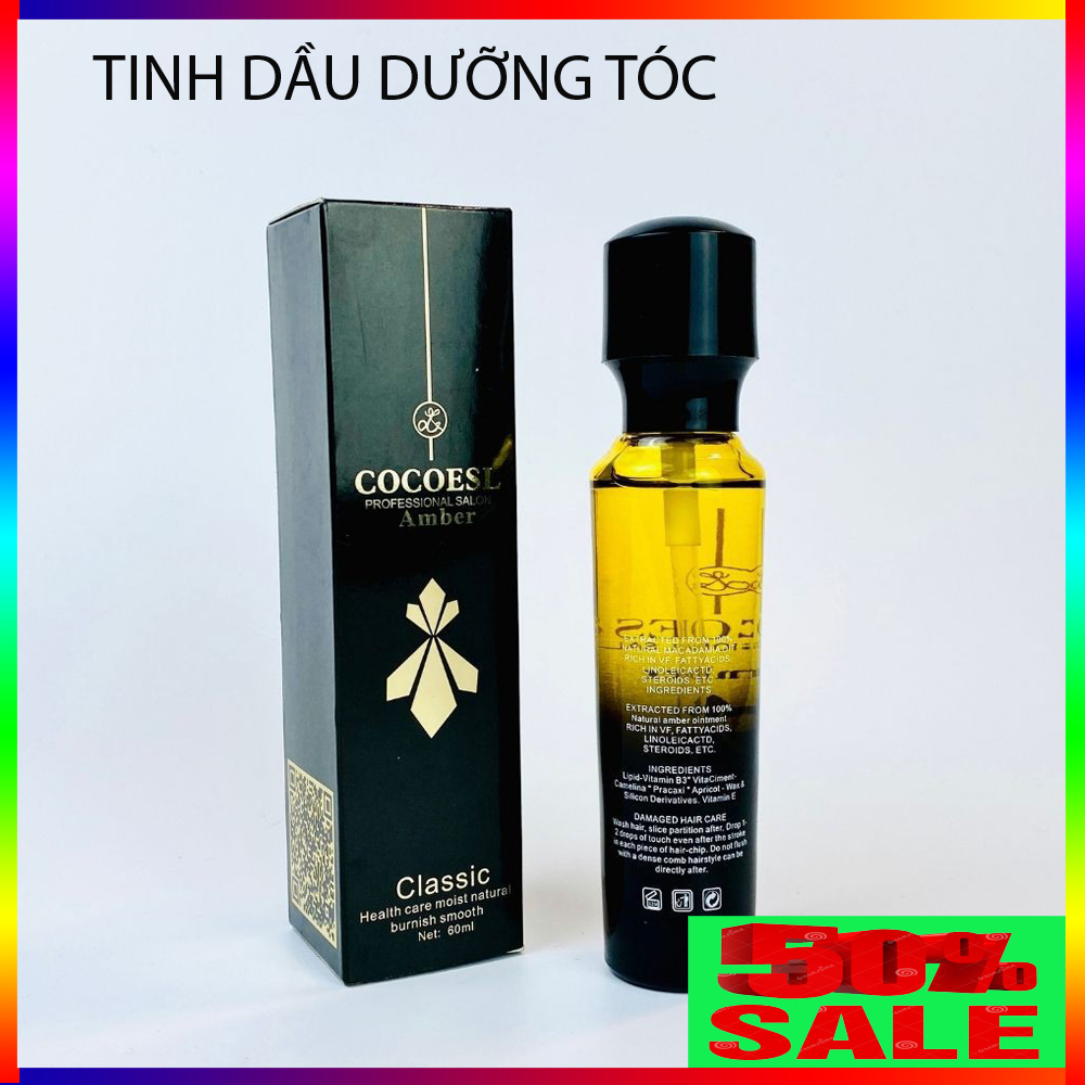 Tinh Dầu Dưỡng Tóc - Tinh dầu dưỡng tóc cao cấp COCOESL Amber 60ml, nuôi dưỡng và phục hồi tóc hư tổn, không gây bết dính và không bị chẻ ngọn tóc.