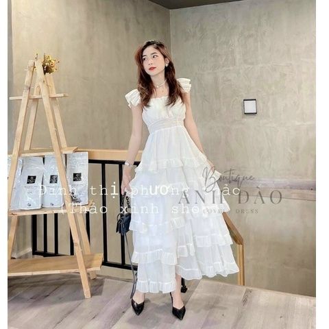 [HOÀN TIỀN ĐẾN 15%]đầm nữ dự tiệc 5 tầng, váy 2 dây dáng xòe công chúa xinh xắn