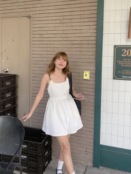 Jumpsuit Nữ 2 Dây OLARI Dáng Ngắn Ống Rộng OL68