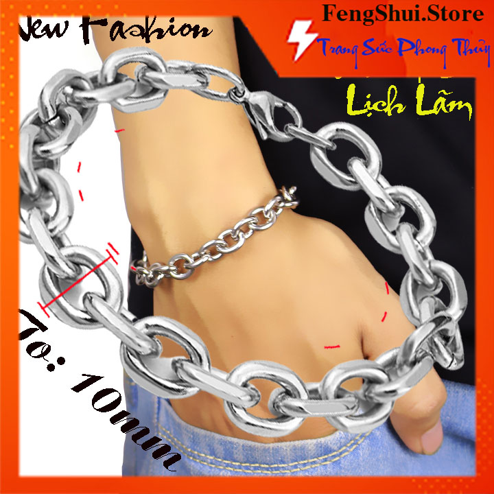 LẮC TAY NAM INOX MẮC XÍCH 10LY TO ĐẸP PHONG ĐỘ LN104 - Đẹp, không đen, sang trọng