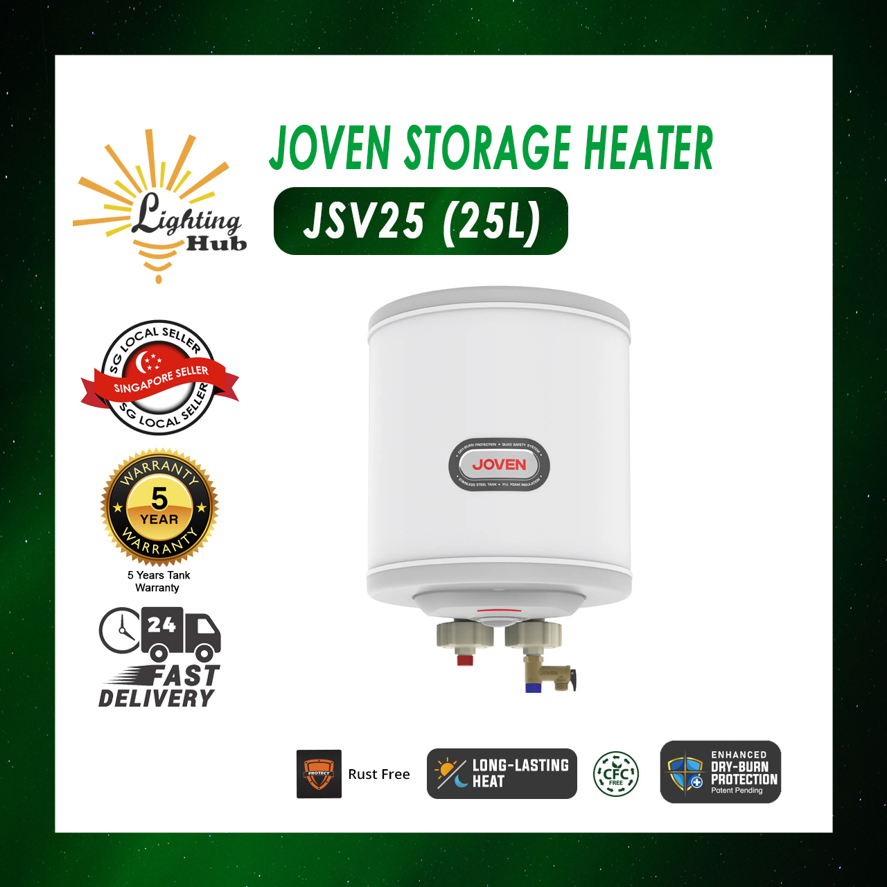 Joven Storage Water Heater (Heat Elevator) 25 Liters (JSH25) | Lazada  Singapore