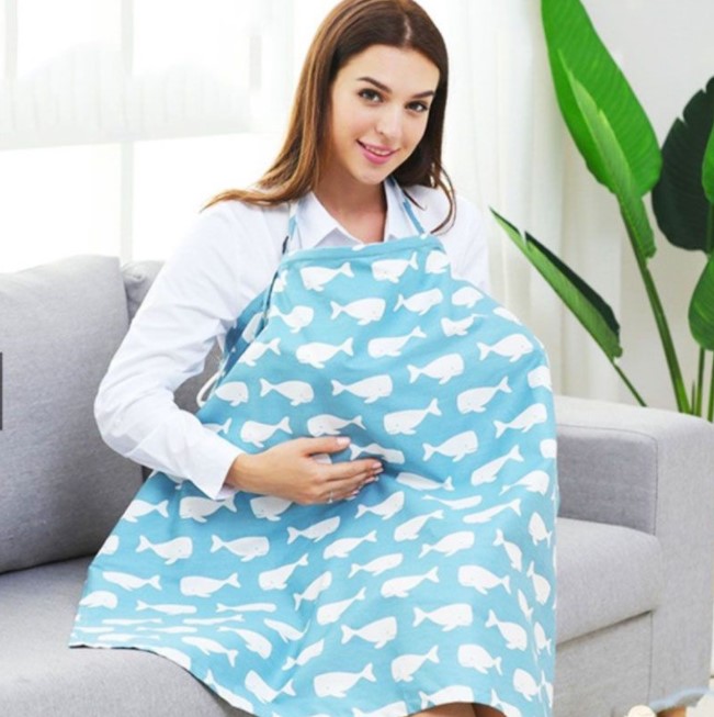 Áo choàng che cho bé bú cao cấp, Khăn choàng bé bú chất liệu cotton mềm mại thoáng khí, Kích thước 70x100 cm