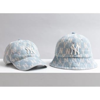 Nón kết, Bucket MLB Jean Monogram Blue tropical Cực Chuẩn  Vải Jean mềm Hàn Quốc cap cấp ,Logo thêu Nón free size