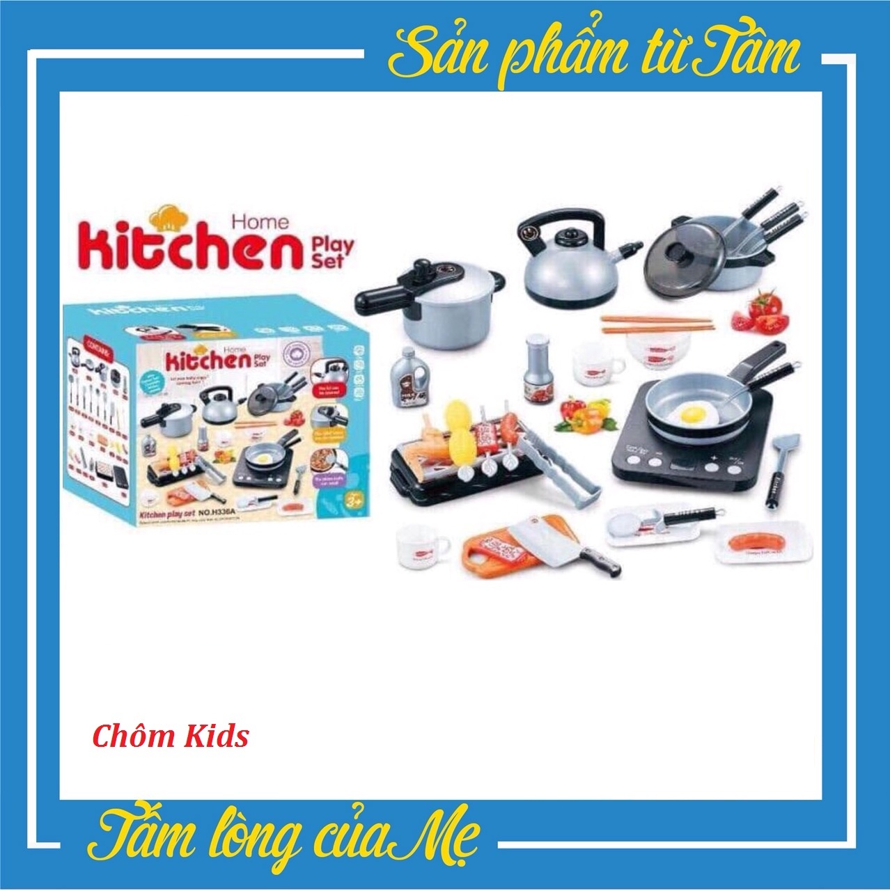 Đồ chơi bộ đồ chơi nấu ăn 36 món size mini 24cm cho bé tập nấu ăn
