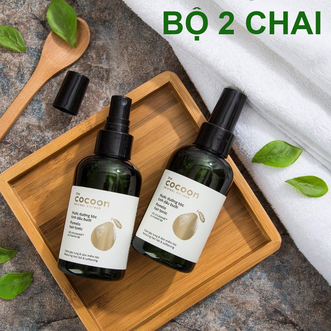 Bộ 2 chai nước dưỡng tóc tinh dầu bưởi pomelo Cocoon 140ml x2 giảm rụng tóc, kích thích tóc mọc nhanh, phục hồi hư tổn cho mái tóc chắc khỏe và suôn mượt tự nhiên BA TU SHOP