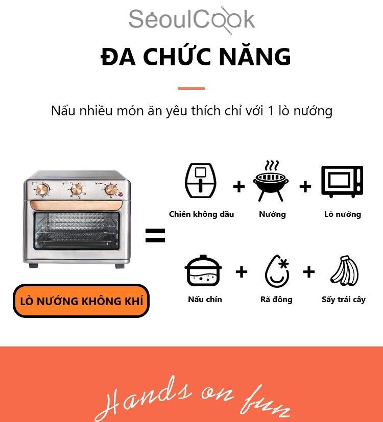 Lò nướng không khí đối lưu air fry oven seoulcook 25l