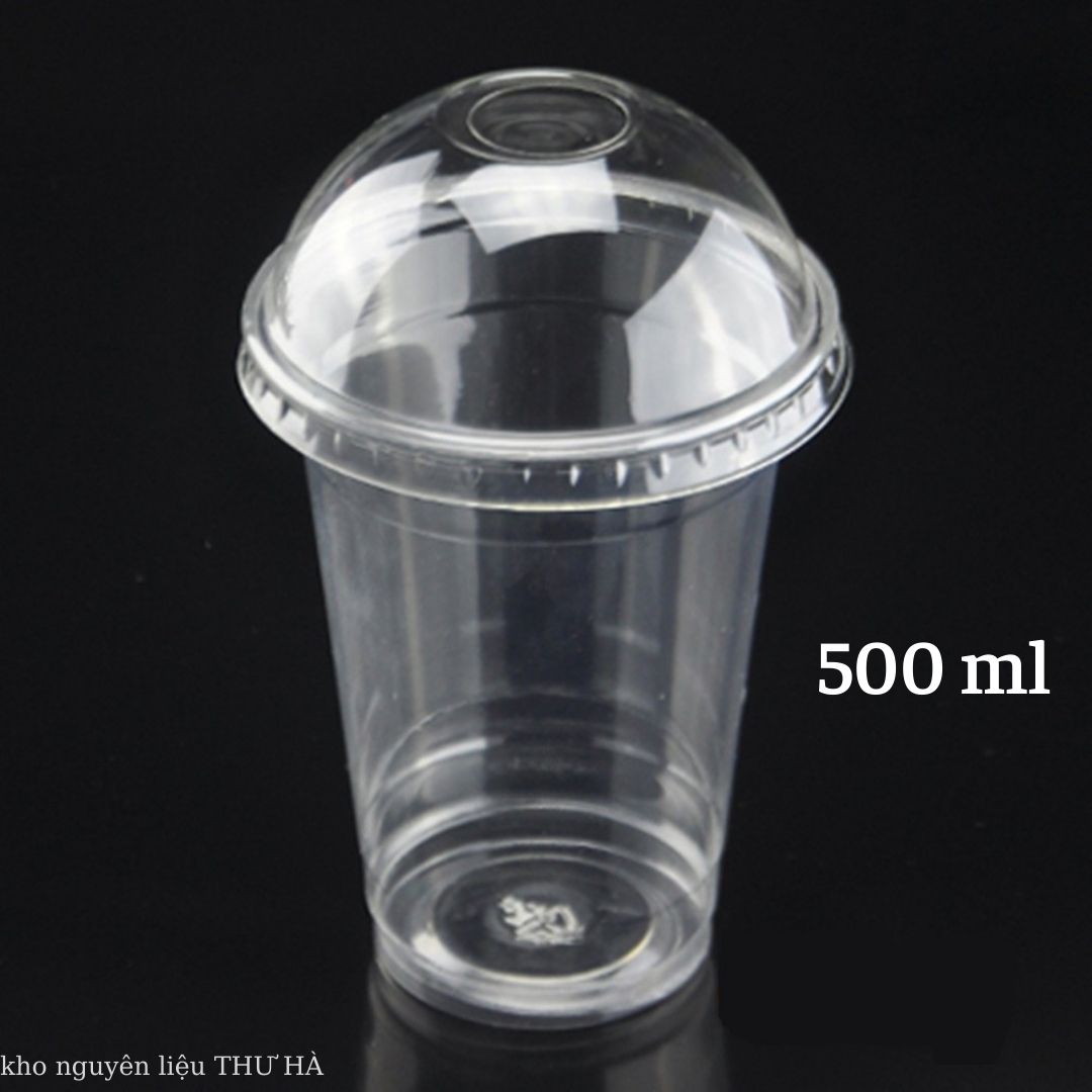 50 cốc nhựa 500ml Có Nắp Cầu .có nắp đựng trà sữa, trà chanh