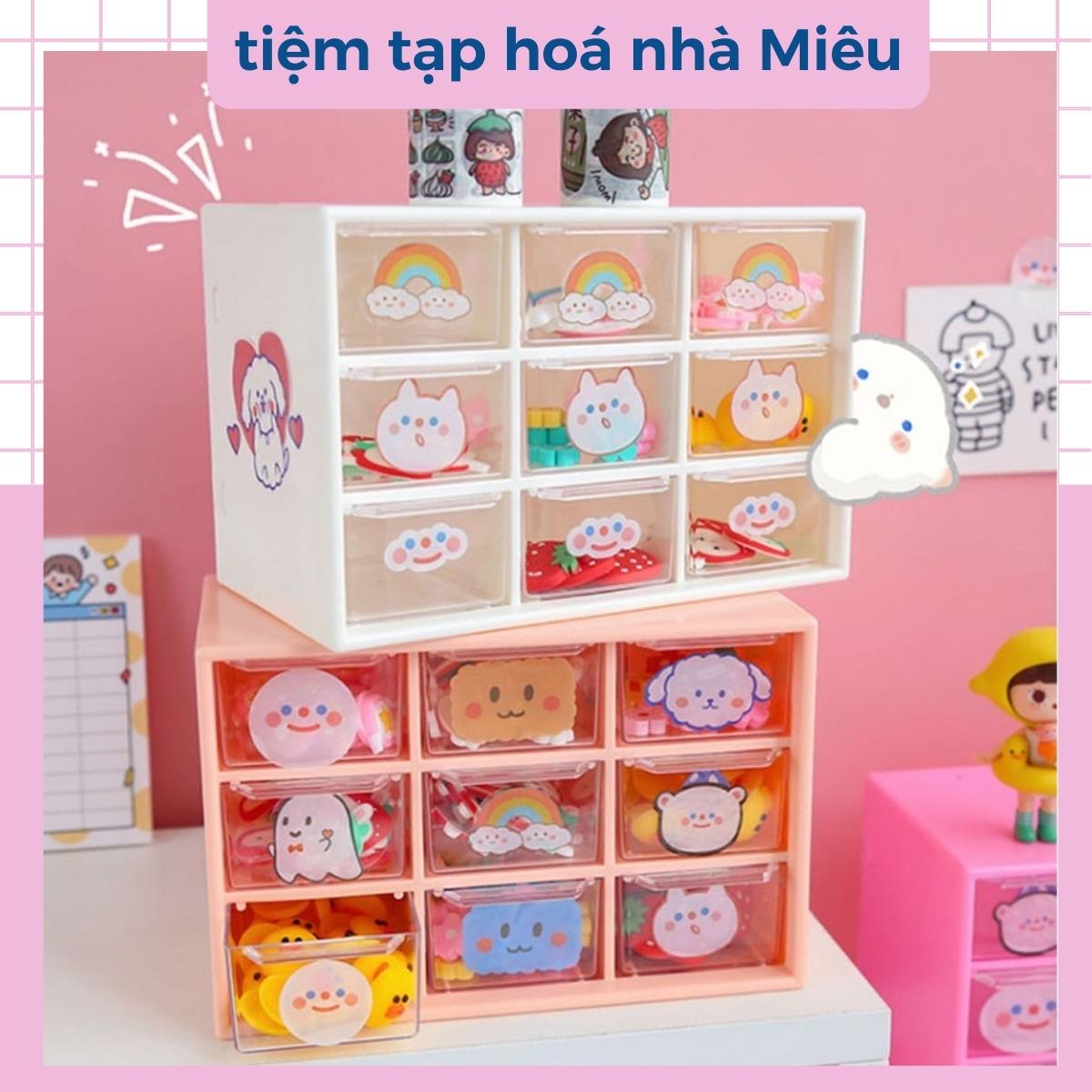 Kệ tủ mini 3 tầng 9 ô đựng phụ kiện, mỹ phẩm, đồ dùng học tập - tiệm tạp hoá nhà Miêu