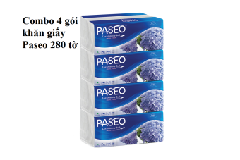 Combo 4 gói Khăn giấy thếp Paseo 280 tờ 2 lớp