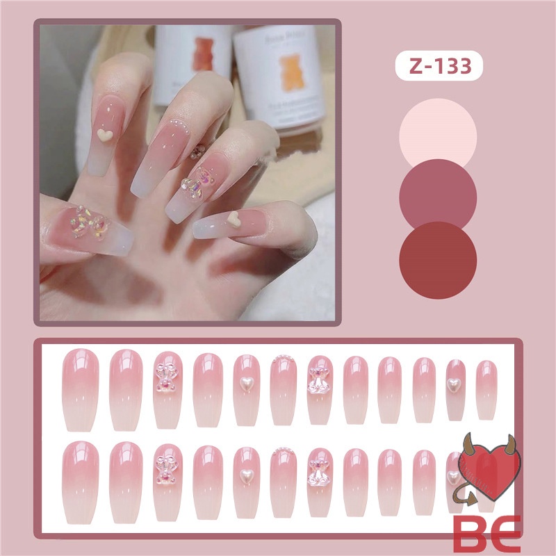 Hộp 24 Móng tay giả , móng giả A139, móng nhọn (Tặng keo dán móng tay )