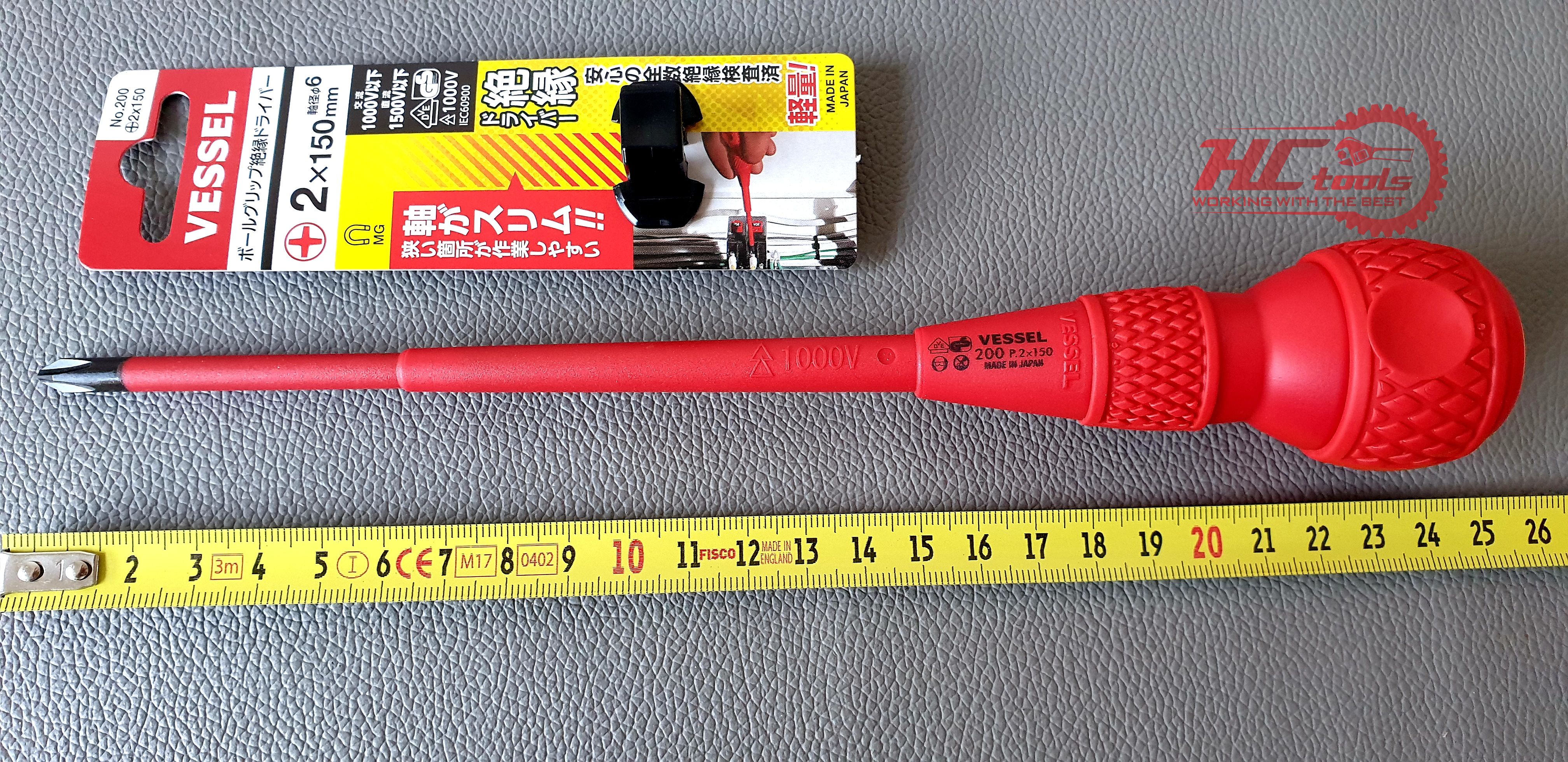 Tô vít no.200 cán tròn bọc cách điện cao áp 1000v vessel made in japan hàng chính hãng | hc tools