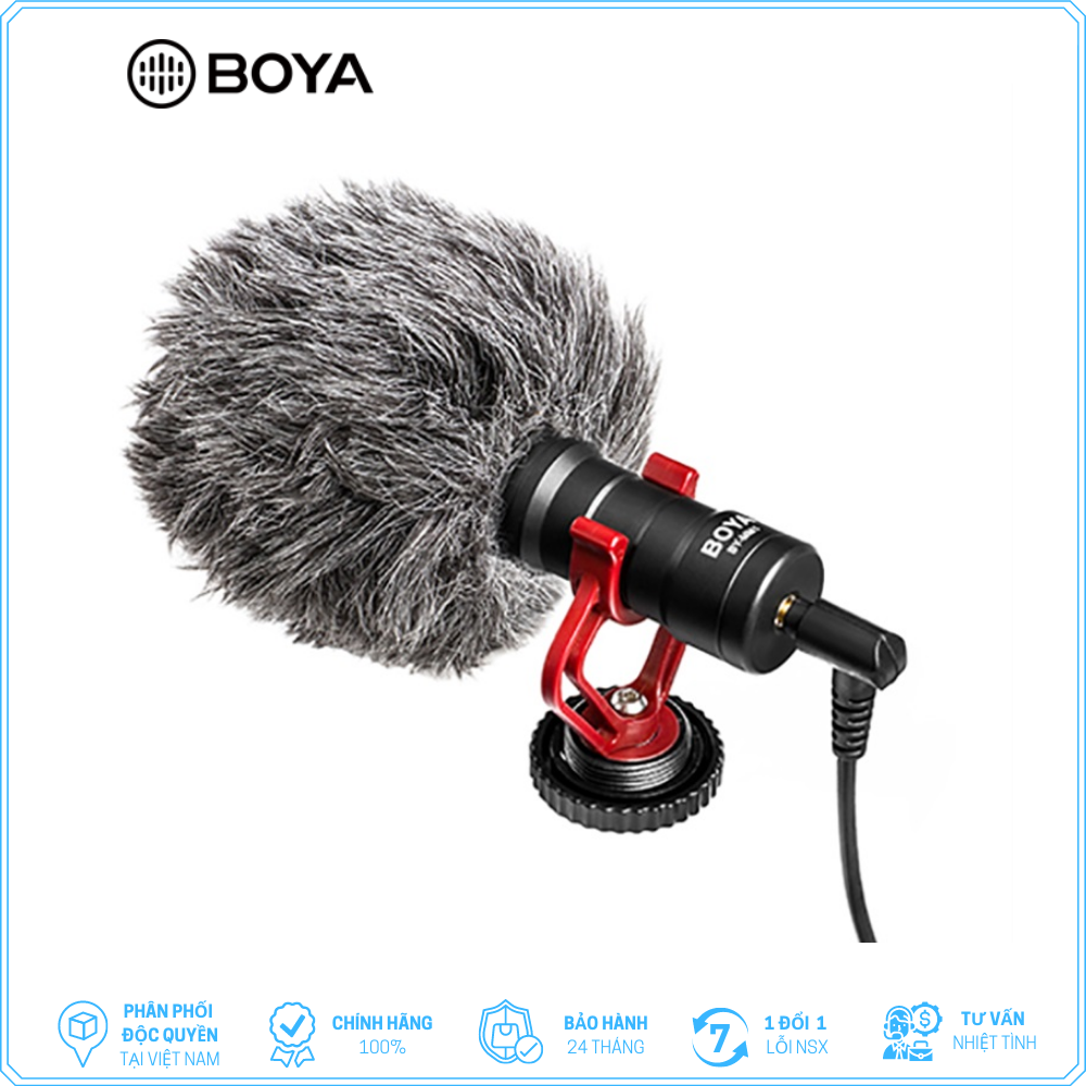 Boya by-mm1 - mic thu âm cổng 3.5mm dành cho điện thoại và máy ảnh - hàng chính hãng