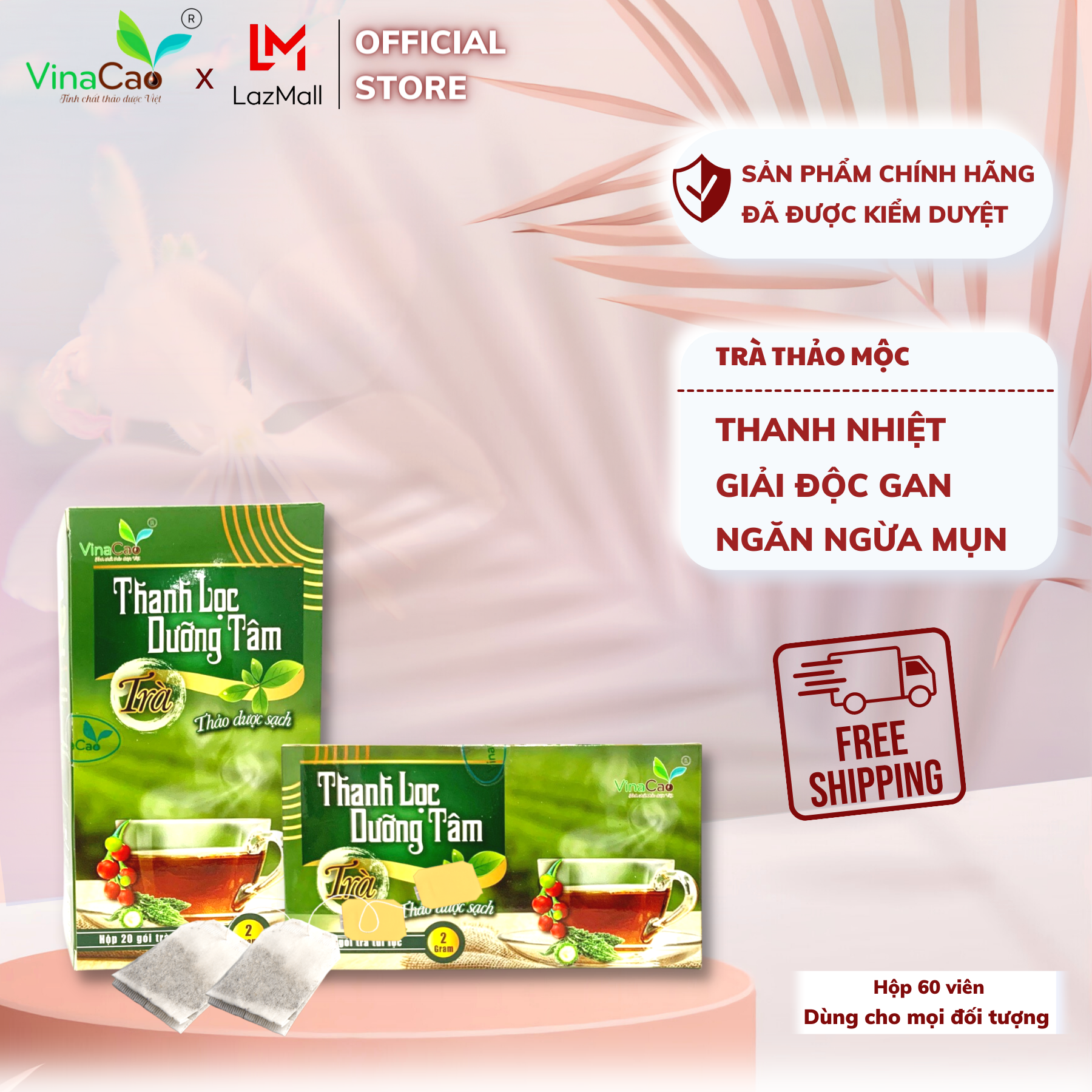 Trà Thanh Lọc Dưỡng Tâm - Thanh nhiệt, mát gan, ngừa mụn _Vinacao_