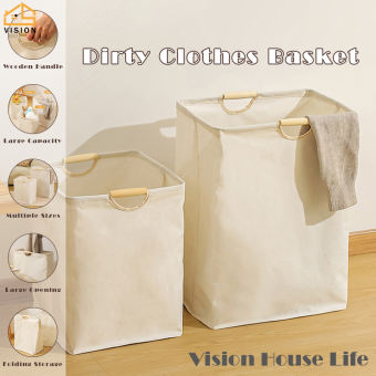 Vision Japanese Dirty Clothes Storage Basket Foldable Laundry Basket Large-Capacity Laundry Hamper Bathroom Laundry Stuff Storage Sundries Storage Trolley