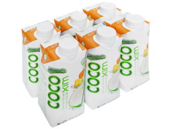 [BẬT NẮP UỐNG DỪA TƯƠI] Combo 6 Hộp Nước dừa đóng hộp Nguyên Chất 100% dừa tươi xim Thơm- Thương hiệu COCOXIM 330ml