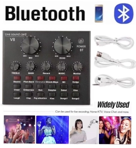 ภาพหน้าปกสินค้าV8 V8S+ Audio Live Sound Card for Phone Computer USB Headset Microphone Webcast-(Bluetooth) ที่เกี่ยวข้อง
