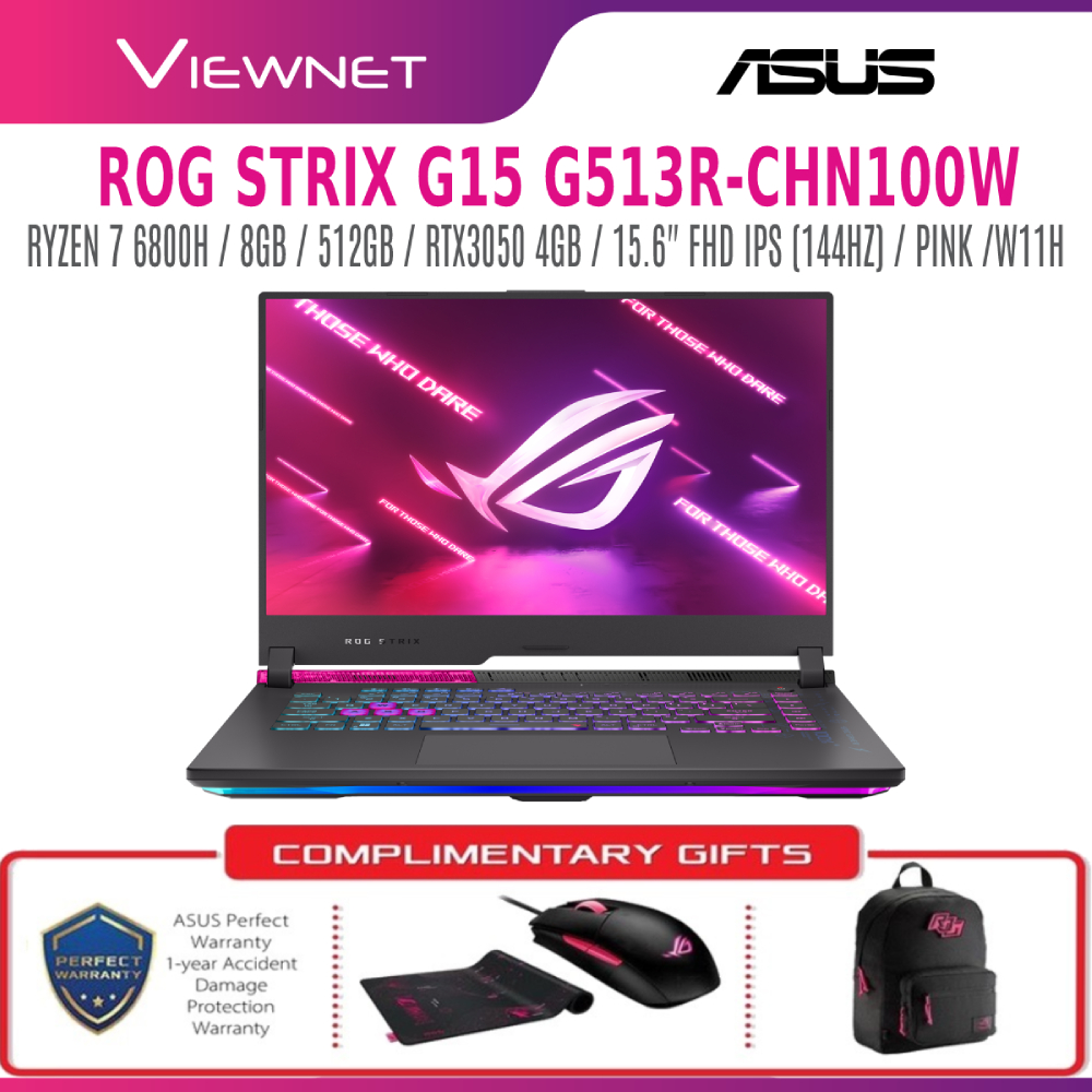 ASUS GAMING LAPTOP ROG STRIX G15 G513R-CHN100W (RYZEN 7 6800H / 8GB / 512GB / RTX3050 4GB / 15.6