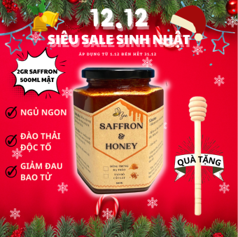 SAFFRON NGÂM MẬT ONG GIÚP NGỦ NGON, SÂU GIẤC (2gr saffron và 500ml mật ong)