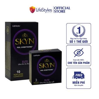 Combo 1 Hộp Bao Cao Su LifeStyles SKYN Elite Non-latex 3 bao + 1 Hộp Bao Cao Su LifeStyles SKYN Elite Non-latex 10 bao