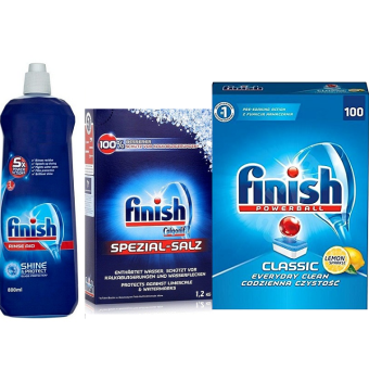 Combo Viên rửa bát Finish Classic 90 viên + Muối Finish 1.2kg + Nước làm bóng Finish 750ml + tặng 3 viên