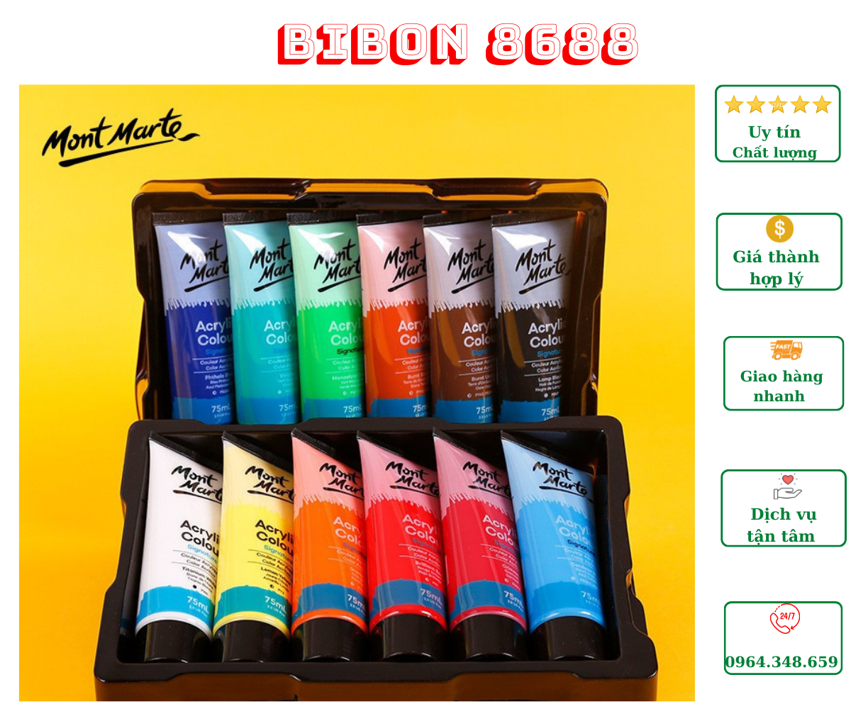 MÀU ACRYLIC COLOUR SIGNATURE MONT MARTE CAO CẤP DẠNG TUÝP 75ML VẼ TRÊN NHIỀU CHẤT LIỆU TƯỜNG, KÍNH, VẢI...