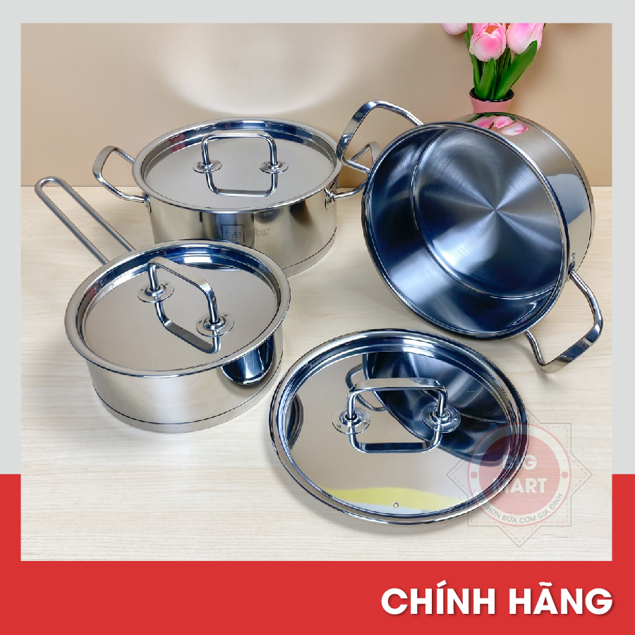 Bộ nồi inox cao cấp 3 lớp 304 fivestar 2 nồi + 1 quánh