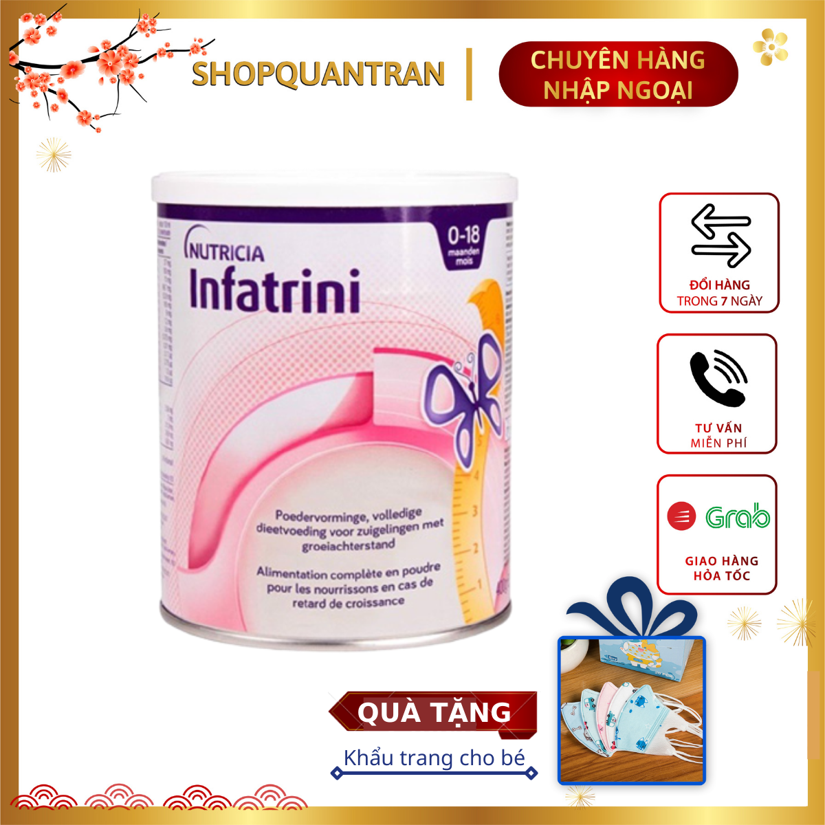 Sữa infatrini đức hộp 400g hỗ trợ tăng cân cho bé chính hãng giá tốt