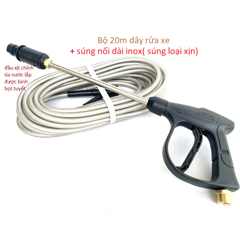20m dây rửa xe và súng xịt rửa áp lực cao ,súng rửa xe nối dài 60cm