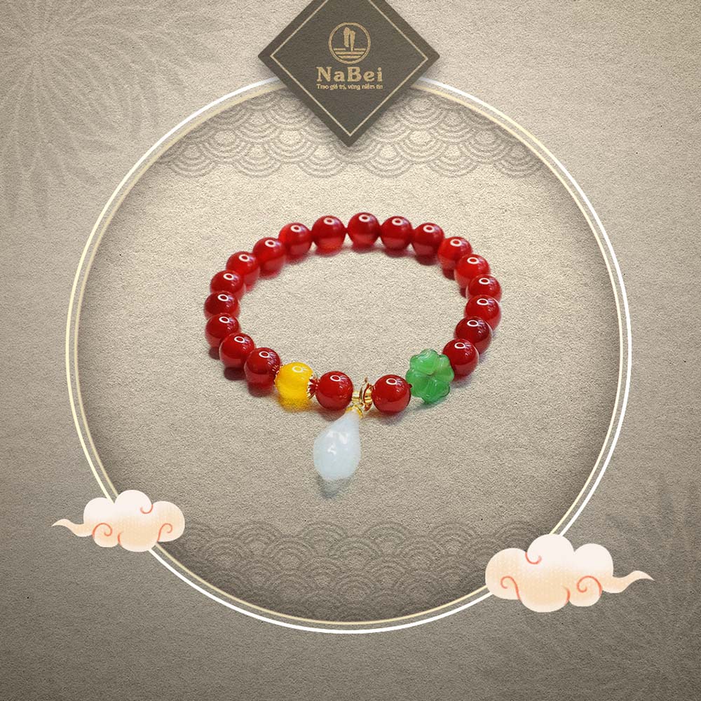 Vòng tay mã não mix charm phù hợp mệnh mộc, hỏa, thổ nb13 - phong thủy nabei