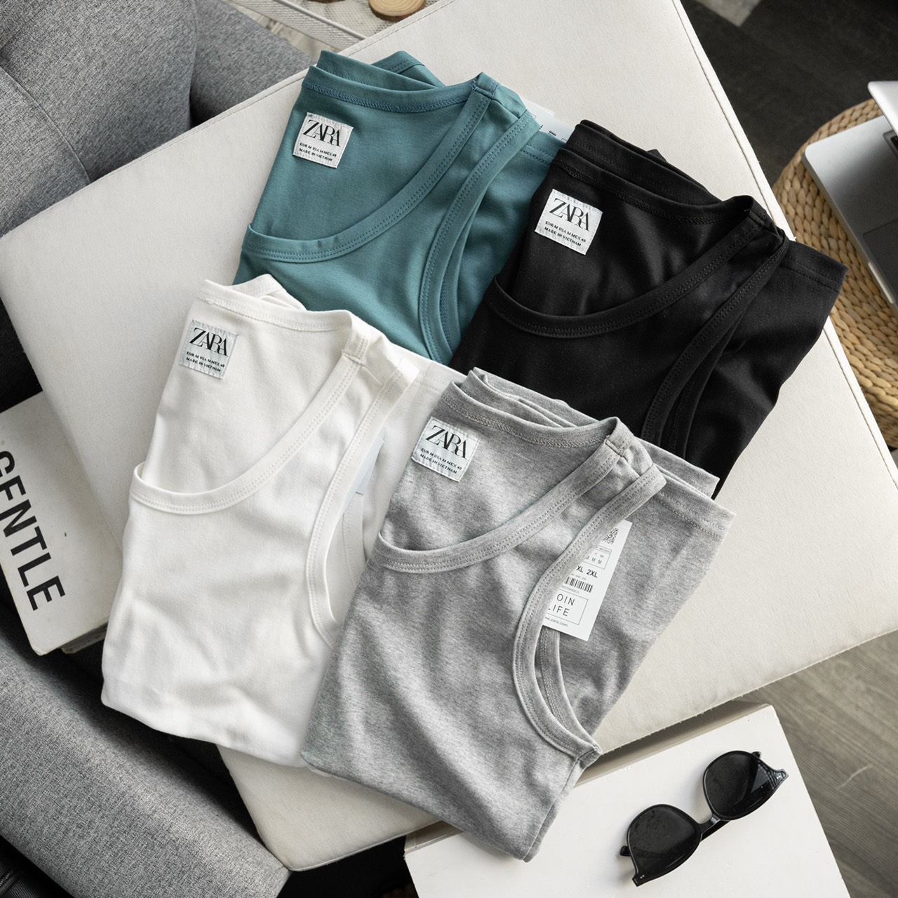 Áo ba lỗ tanktop trơn zara dư vnxk chính hãng