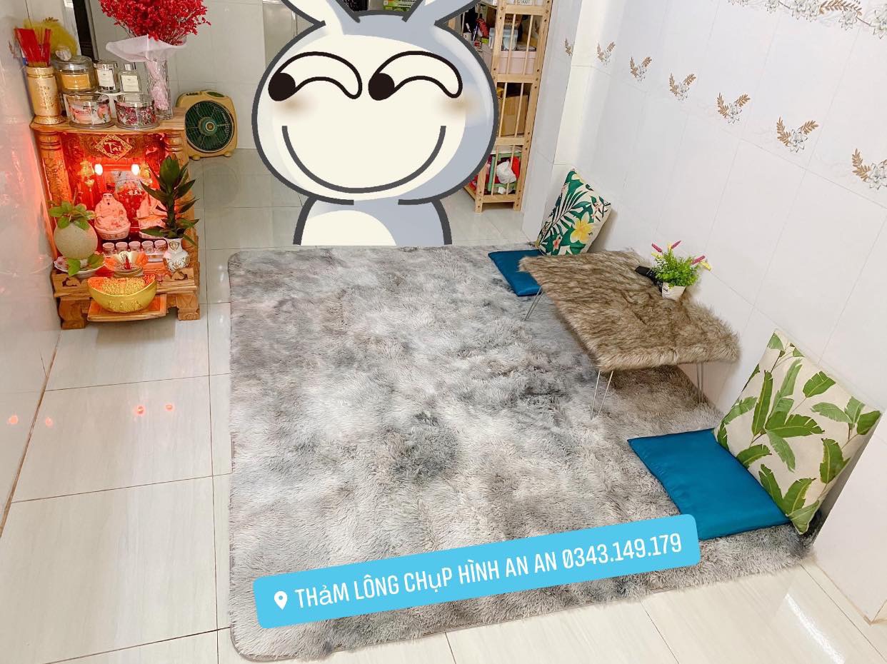 Thảm lông trải sàn chống trơn trượt - màu loang - thảm lông trang trí nội thất - sz 2m x 1m6
