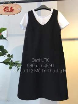 Yếm Bầu Công Sở Cổ Tim - Váy bầu đồng phục có sẵn( 40-80kg)