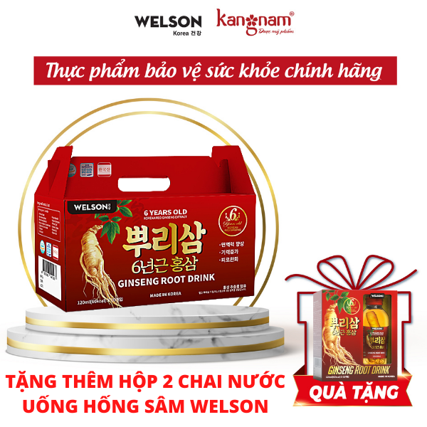 Nước uống nhân sâm nguyên củ welson ginseng root drink hộp 10 chai 120ml