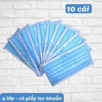 Khẩu trang y tế 4 lớp 10 cái kháng khuẩn có giấy lọc khuẩn PA Medical