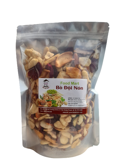 Trái cây thập cẩm sấy hàng vụn 500g bò đội nón