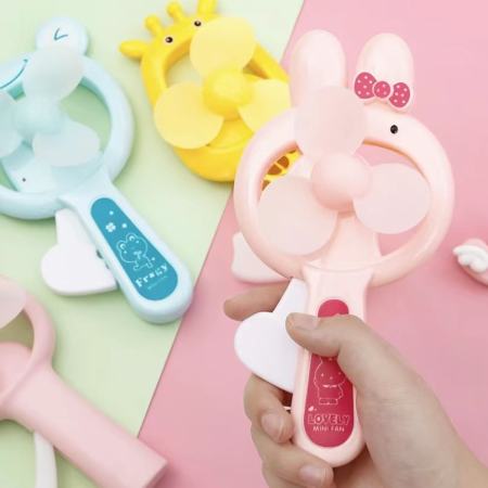 Mini Hand Press Fan - Cute Cartoon Toy for Kids