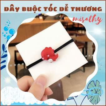 Dây buộc tóc hình khủng long đỏ dễ thương, tốp dây buộc tóc hàn quốc bán chạy, buộc tóc xinh, dây cột tóc nữ