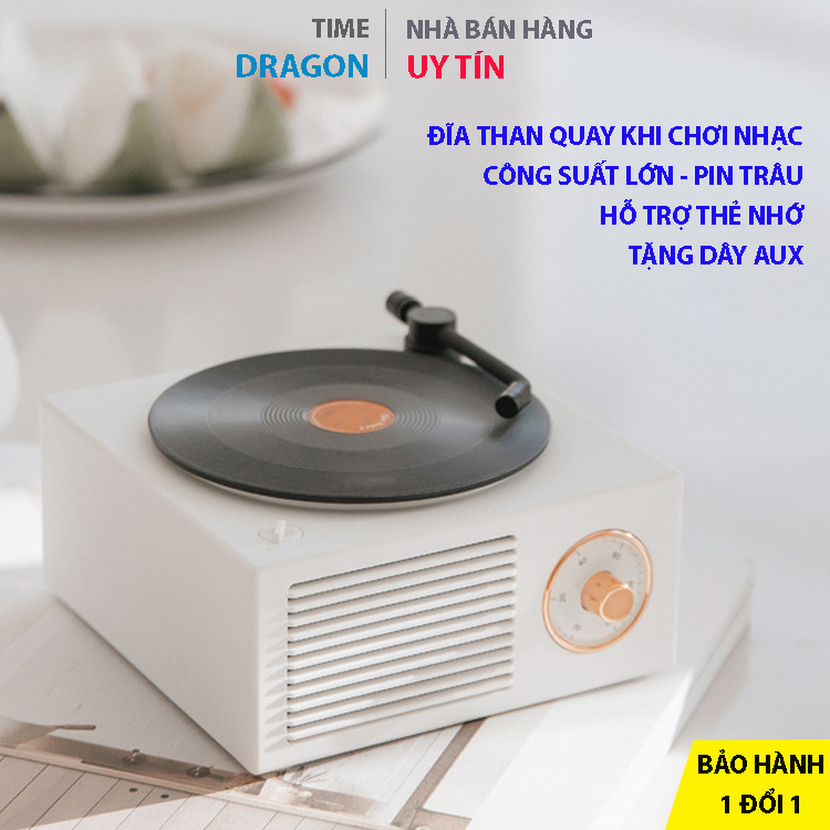 Loa bluetooth 5.0 mini đĩa than x10 phong cách cổ điển decor âm thanh vòm 9D bass hay pin trâu