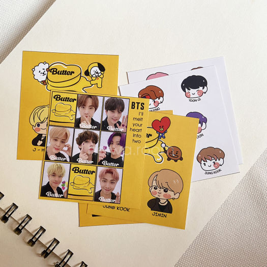 Set sticker hình dán thành viên các nhóm nhạc BTS - Butter trang trí sổ DIY theo phong cách Hàn Quốc