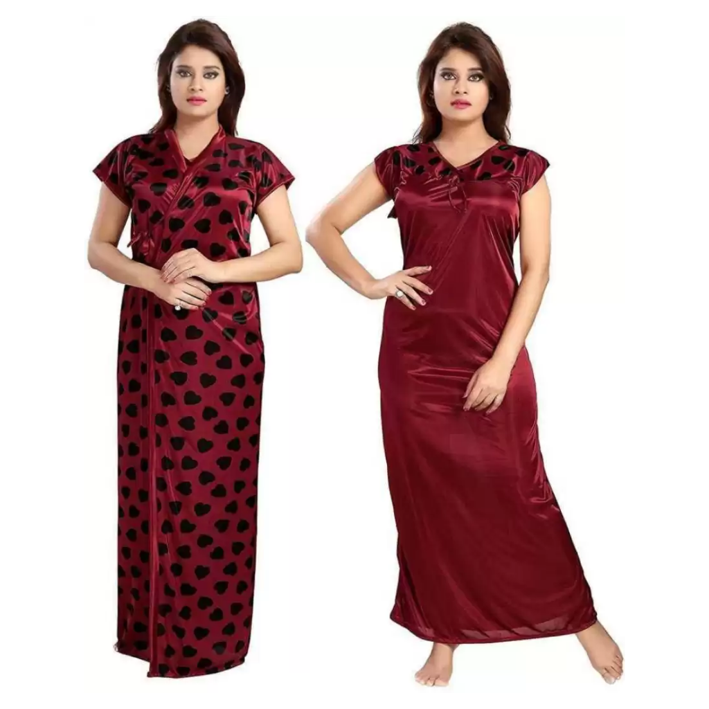 Women's Nightshirt, Satin Nightdress Long Sleeve Nepal