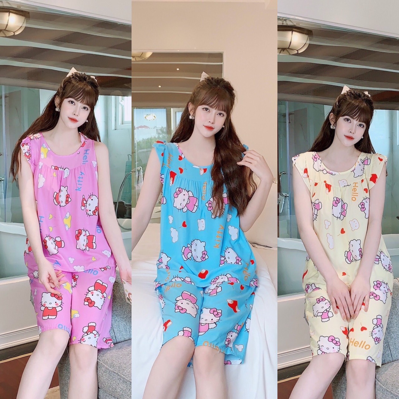 Đồ bộ tôn con mèo dễ thương thời trang
